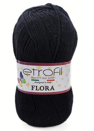 Пряжа flora/флора,черный 70968, etrofil