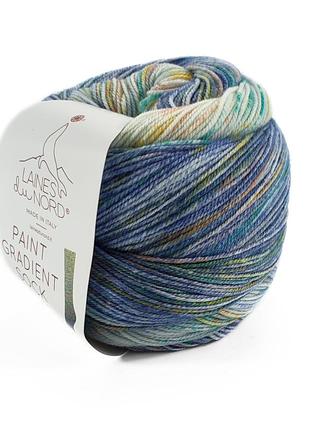 Пряжа paint gradient sock/пейнт градиент сок, голубой-зеленый мультиколор 16, laines du nord