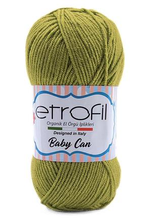 Пряжа baby can/бэби кан, оливковый 80047, etrofil