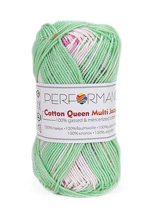 Пряжа cotton queen multi jacquard/коттон квин мульти жакард, розовый-голубой-бирюзовый-сиреневый мультиколор 10484, performance