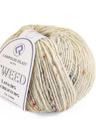 Пряжа tweed/твид, белый 407, campolmi