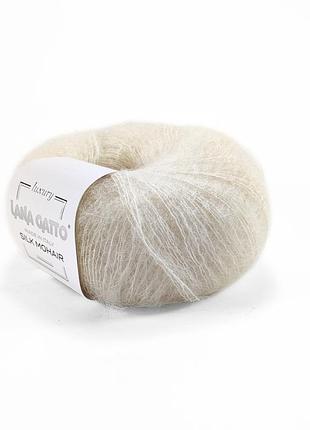 Пряжа silk mohair/силк мохер, молочный 6028, lana gatto