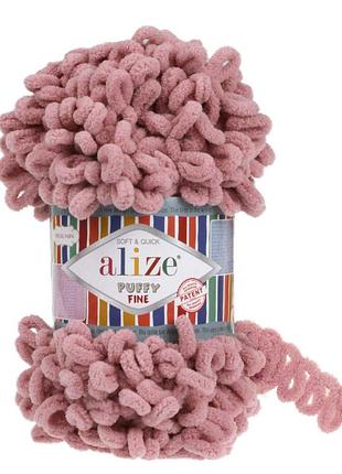 Пряжа alize puffy fine/ализе пуффи файн, розовый цветок 295