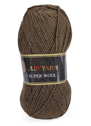Пряжа super wool/супер вул, кора дуба nw006, lady yarn