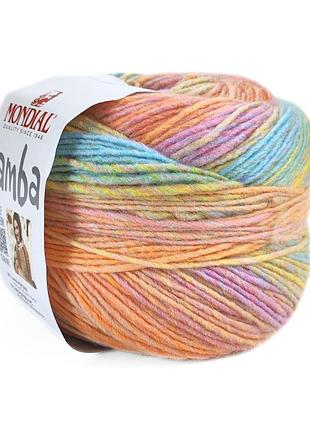 Пряжа samba/самба, оранжевый-голубой-розовый мультиколор 646, mondial