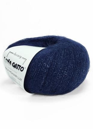 Пряжа silk mohair lux/силк мохер люкс, темно-синий 6035, lana gatto