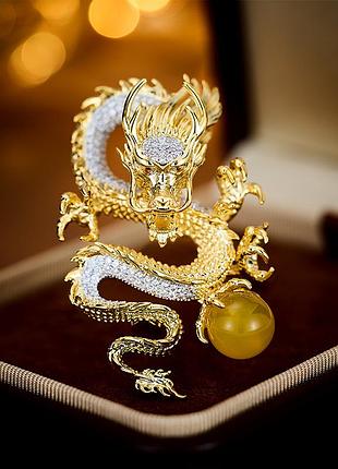 Шикарна брошка дракон 🐉 light luxury fashion люкс якості ( красивая брошь 🐲 дракон )