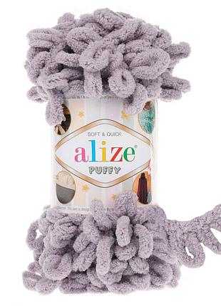Пряжа alize puffy/ализе пуффи, серо - бежевый 268