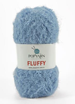 Пряжа fluffy/флуфи, голубой в-704, popyarn