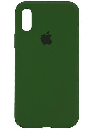 Чехол silicone case full protective (aa) для apple iphone xs max (6.5") зеленый / dark olive
