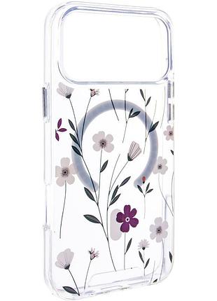 Tpu+pc чехол clear garden with magsafe для apple iphone 17 pro (6.3") cherry petal