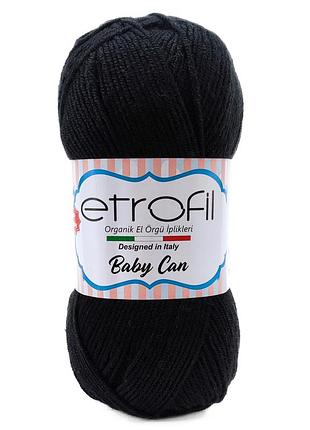 Пряжа baby can/бэби кан, черный 80092, etrofil