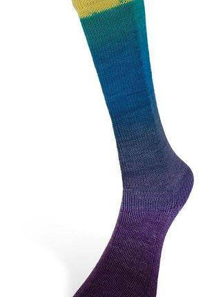 Пряжа harmonious sock/хармониус сок, черничый-фиолетовый-серый-голубой-бирюзовый-желтый мультиколор 7, laines du nord