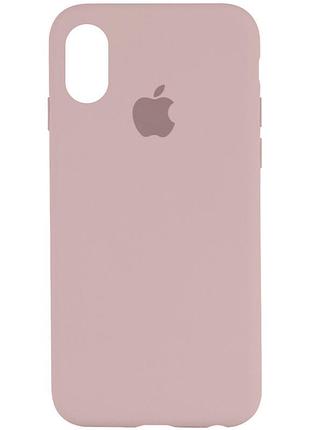 Чехол silicone case full protective (aa) для apple iphone x / xs (5.8") розовый / chalk pink