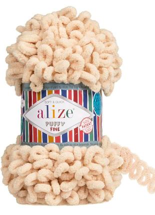 Пряжа alize puffy fine/ализе пуффи файн, медовый 310