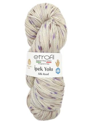 Пряжа ipek yolu/айпэк юлу,экрю-фиолетовый-коричневый el189, etrofil