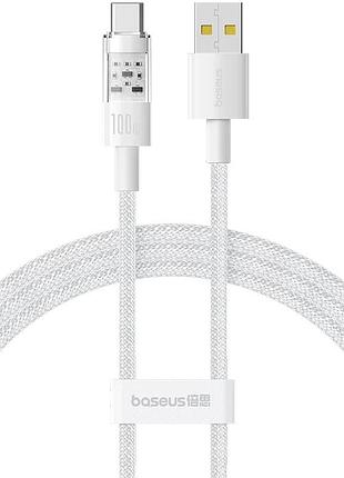 Дата кабель baseus gem fast charging usb to type-c 100w (1m) (p10373002211) moon white