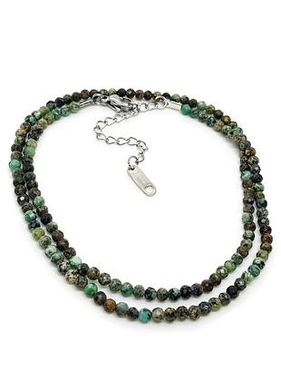 🔺🌴✨ колье чокер натуральный камень граненая бирюза африканская 3 мм