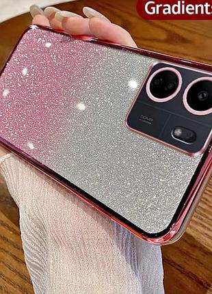 Чохол на xiaomi redmi 13c силіконова жіноча накладка блискучий градієнт рожевий
