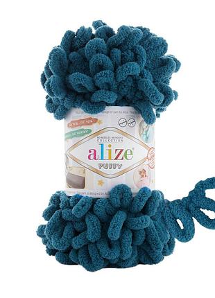 Пряжа alize puffy/ализе пуффи, морская волна 646