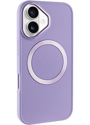 Tpu чехол bonbon metal style with magsafe для apple iphone 16 (6.1") сиреневый / dasheen