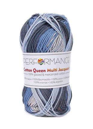Пряжа cotton queen multi jacquard/коттон квин мульти жакард, светло серый-серый-голубой мультиколор 10488, performance