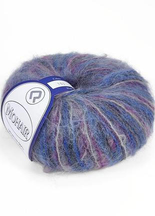 Пряжа mohair fantasie/мохер фантазия, фиолетовый-синий-серый 102, campolmi