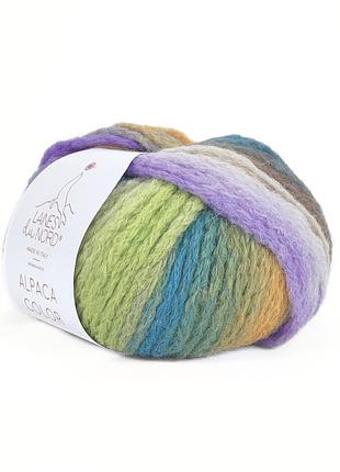 Пряжа alpaca color/альпака колор, гірчичний-бузковий-зелений-бірюзовий мультиколор 5, laines du nord