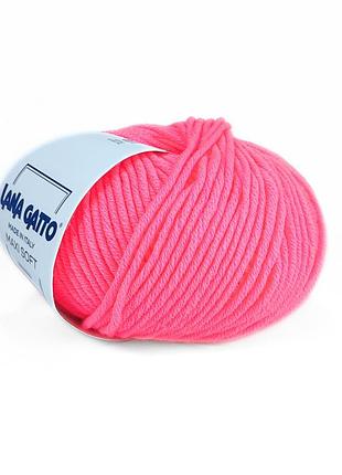 Пряжа maxi soft/макси софт, неоново-розовый а0900, lana gatto