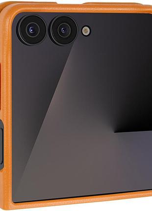 Кожаный чехол leather case (aaa) для samsung galaxy z flip5 brown