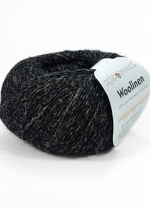Пряжа woolinen/вулінен, черный 01, performance