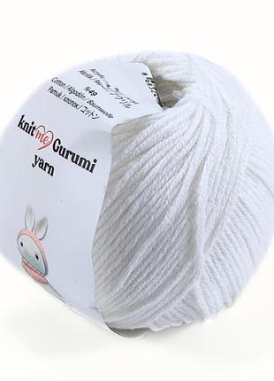 Пряжа gurumi yarn/гуруми ярн, белый ка1000, knit me