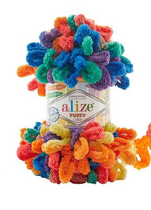 Пряжа alize puffy color/ализе пуффи колор, мультиколор шапито 6511