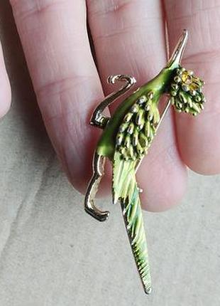 Винтажная брошь птичка