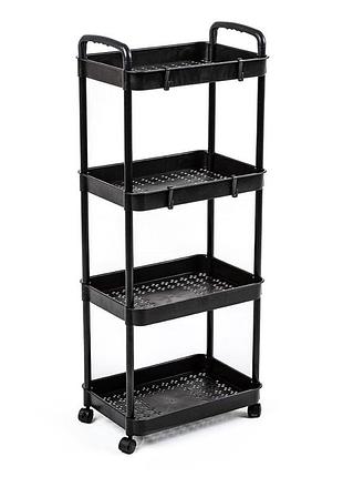 Этажерка мобильная четырехъярусная универсальная пластиковая 41х25х101см черная sw-00002108