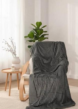 Плед евро микрофибра 200×220 темно- серый