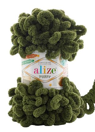 Пряжа alize puffy/ализе пуффи, милитари-зеленый 620