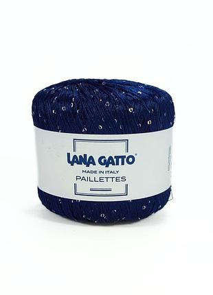 Пряжа paillettes/паллетс, синий (паетка голографическая) 8605, lana gatto