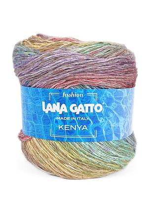 Пряжа kenya/кения, желтый-розовыйй-фиолетовый-мятний микс 31025, lana gatto