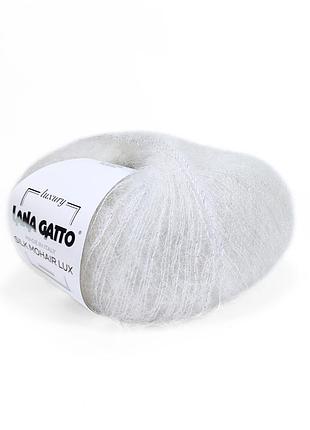 Пряжа silk mohair lux/силк мохер люкс, белый 6027, lana gatto