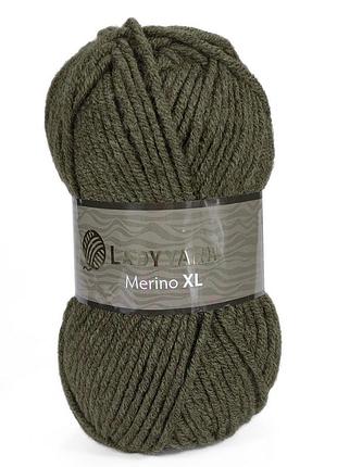 Пряжа merino xl/мерино хл, хаки nw009, lady yarn
