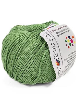Пряжа cotton glamorous/коттон гламорос, зеленый 161, performance