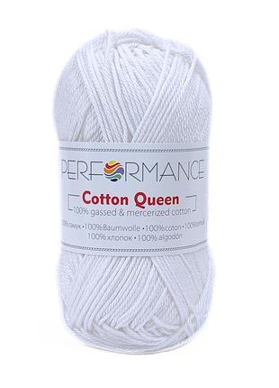 Пряжа cotton queen/коттон квін, білий 0101, performance