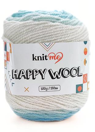 Пряжа happy wool/хеппи вул, белый-от нежно голубого до темно голубого hw7, knit me, knit me