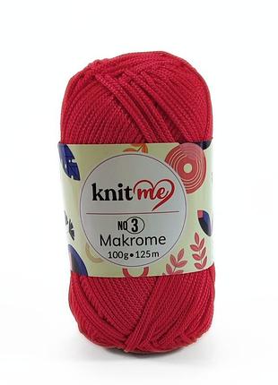 Пряжа makrome №3/макроме №3, красный 819, knit me