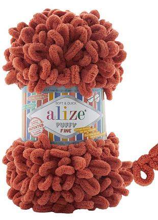 Пряжа alize puffy fine/ализе пуффи файн, светлый терракот 691, снято с производства