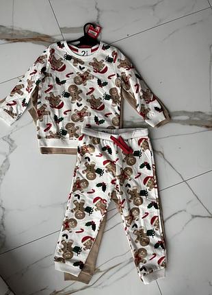 2 костюми! костюм новорічний з пряничним чоловічком пряничні чоловічки пряники різдвяні для хлопчика костюм 98 розмір 2-3 роки