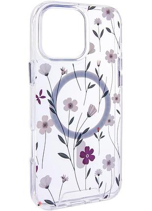 Tpu+pc чехол clear garden with magsafe для apple iphone 16 pro max (6.9") cherry petal
