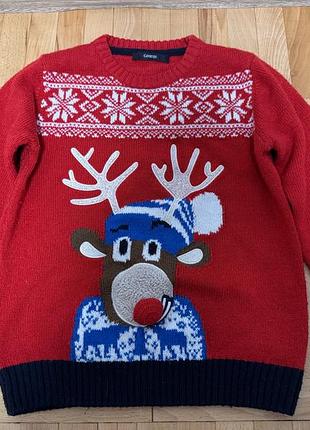 Кофтинка новорічна з оленем на 7-8 років