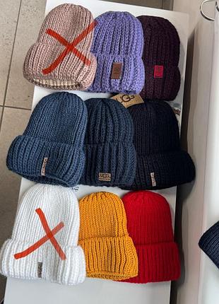 Шапка грубої вʼязки на флісі тепла зимова жіноча підліткова